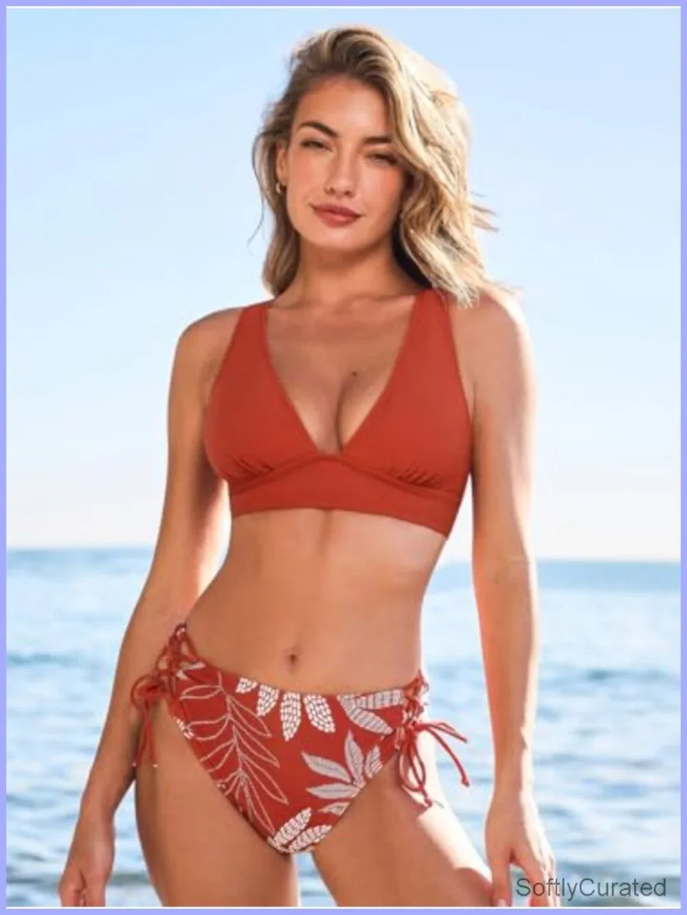 CUPSHE Bikini Set for Women Two Piece Swimsuit V Neck Triangle Top Wide Straps
